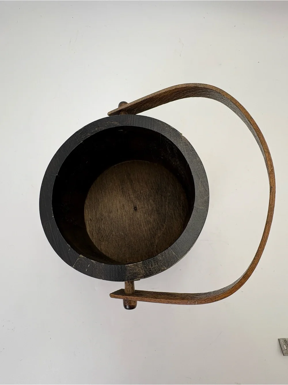 Vintage Wooden Rustic Bucket or Firkin - Brown and Brass